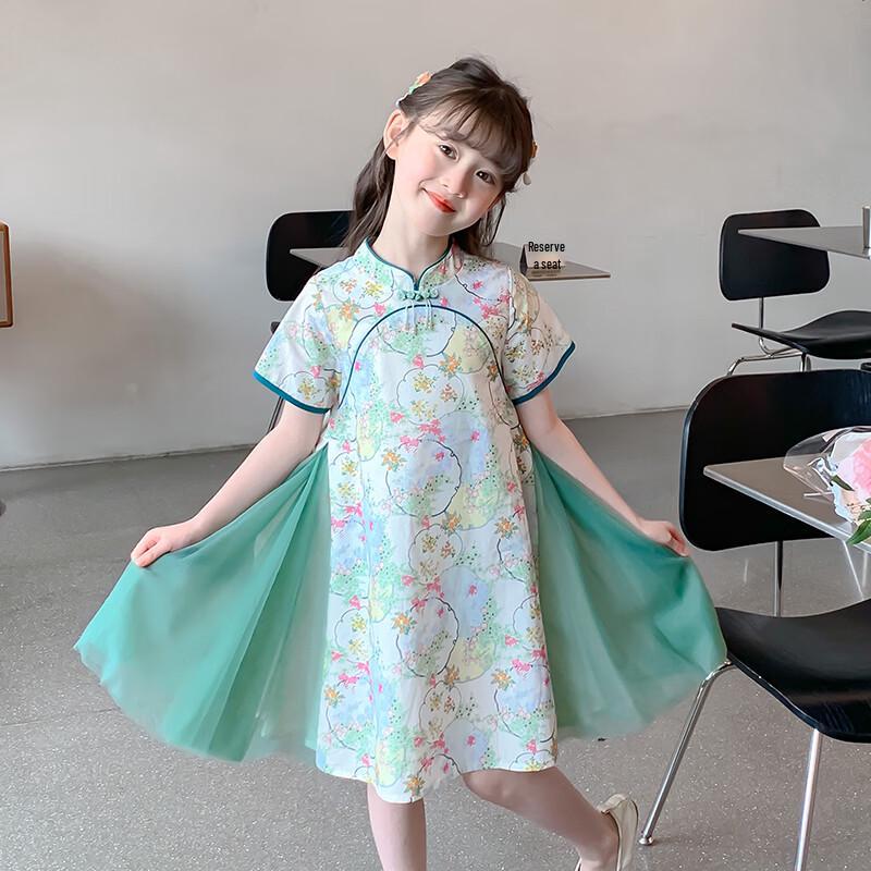 Dziewczęca Koronkowa Sukienka Księżniczki Qipao w Kwiaty