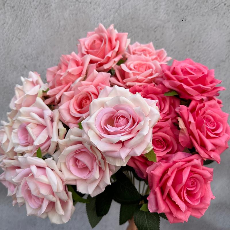 Artificial Rose Bouquet Flower 7 Heads Diamond Rose Bunch for Wedding Bridal Bouquet Party Hotel Home Table Floral Decor
