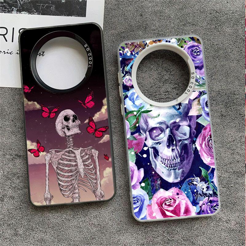 Floral Skull Flower Skeleton Shockproof Phone Case for Xiaomi Redmi Note 15 14 13 12 Pro Plus 11 11S 11T 5G Cover Anti Fall Fund