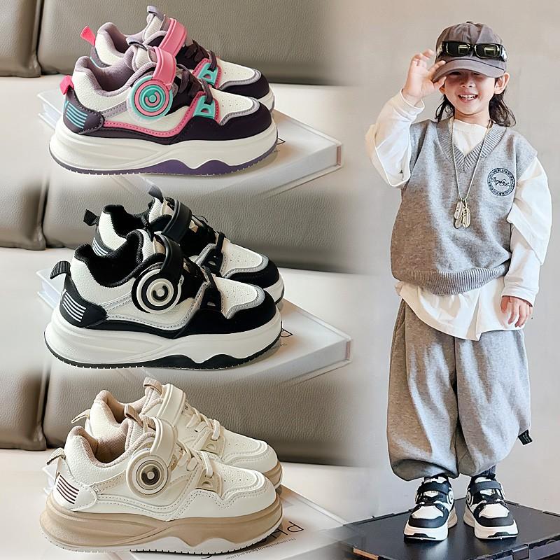 Children's Shoes Girls' Sports Shoes Spring Middle and Large Children's Boys' Running Shoes Leather Dad Shoes
