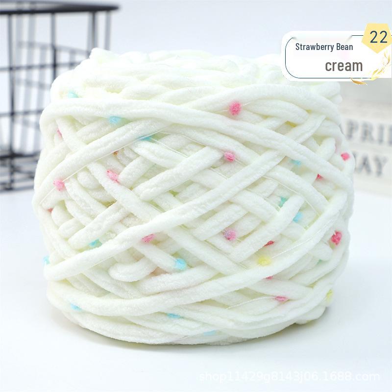 Rainbow Candy Pom-Pom Yarn: Colorful Hand-Mixed Yarn for DIY Knitting and Handmade Scarf Projects.