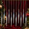 12Pcs Transparent Christmas Icicle Pendants Twisted Design Crushed Ice Acrylic Christmas Tree Ornaments DIY Elegant