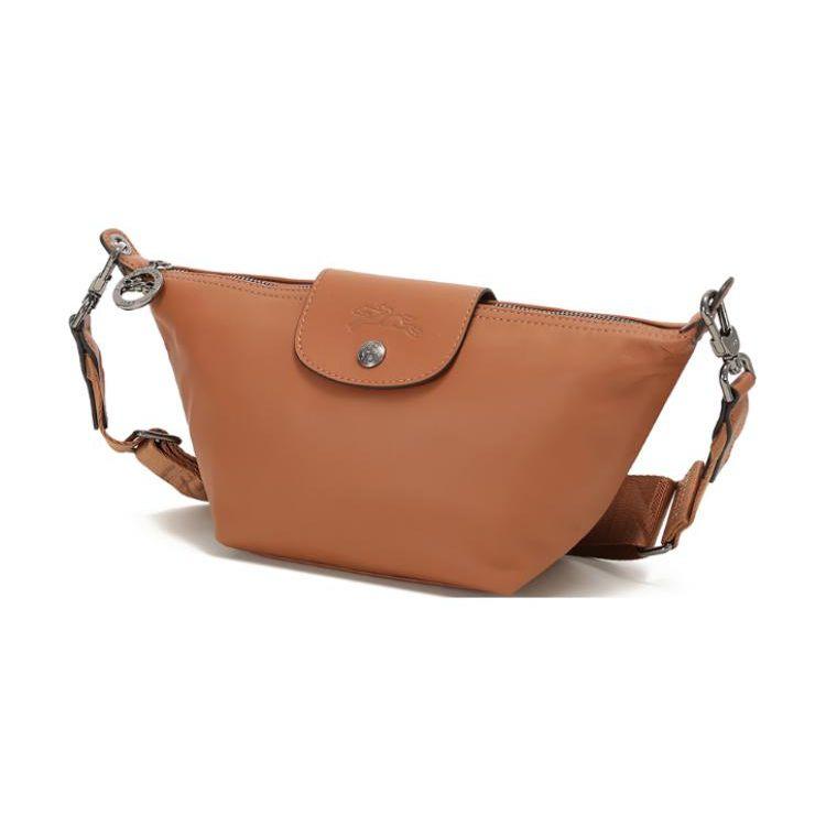 Longchamp Mini Leather Shoulder Bag With Logo Print Women Bags Cognac 10212987504