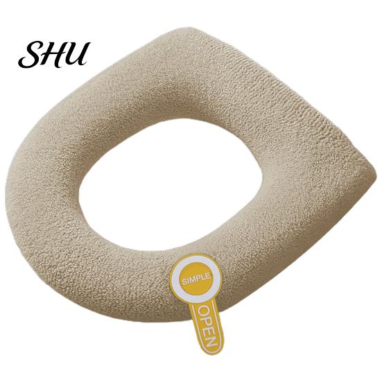 Bathroom Toilet Seat Cover Universal with Handle Soft Warm Solid Thickened Color Comfortable U-shaped Cushion Accessories Elastic