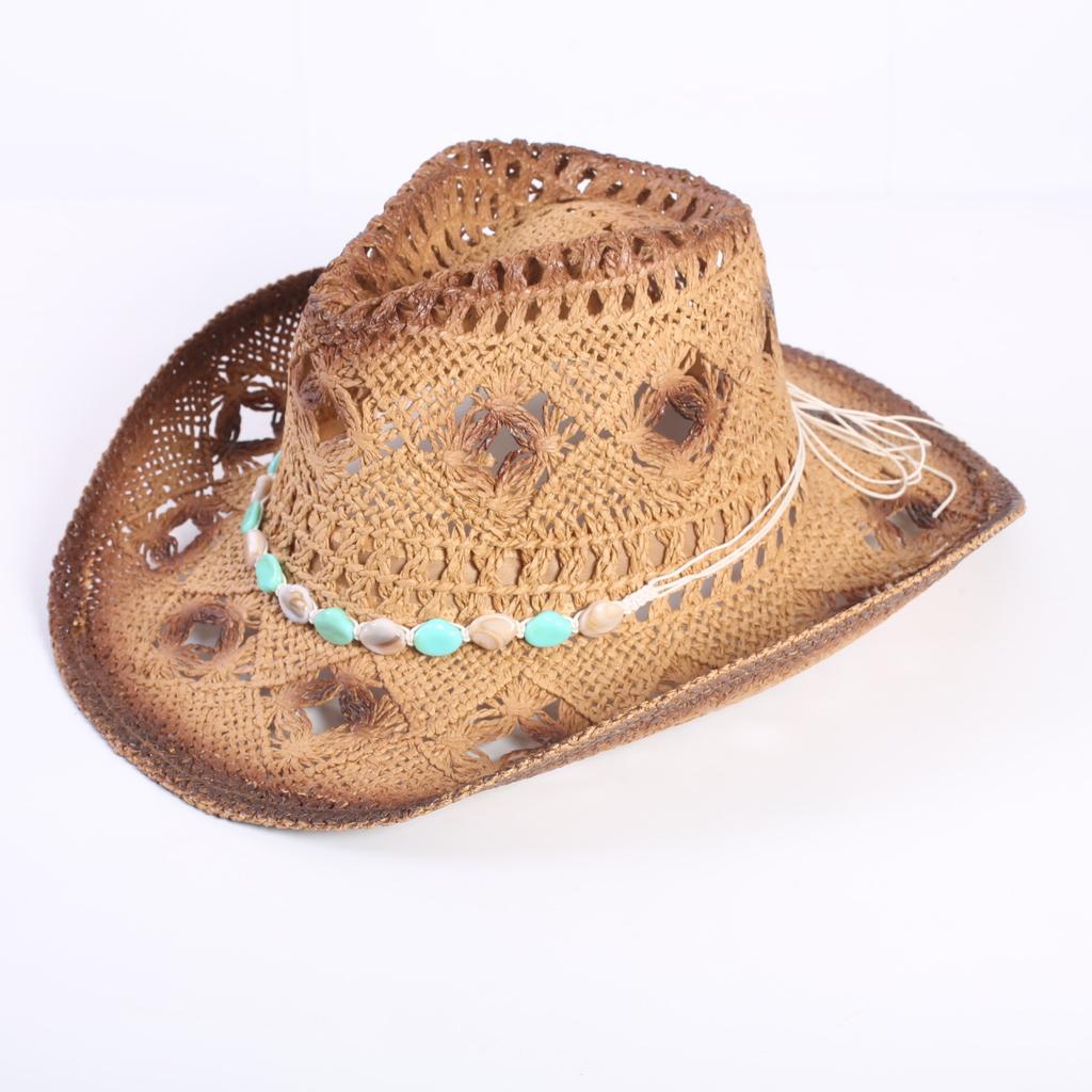 Popular European and American Classic Hollow Western Cowboy Hat Men's and Women's Fashion Vacation Breathable Sunshade Straw Hat
