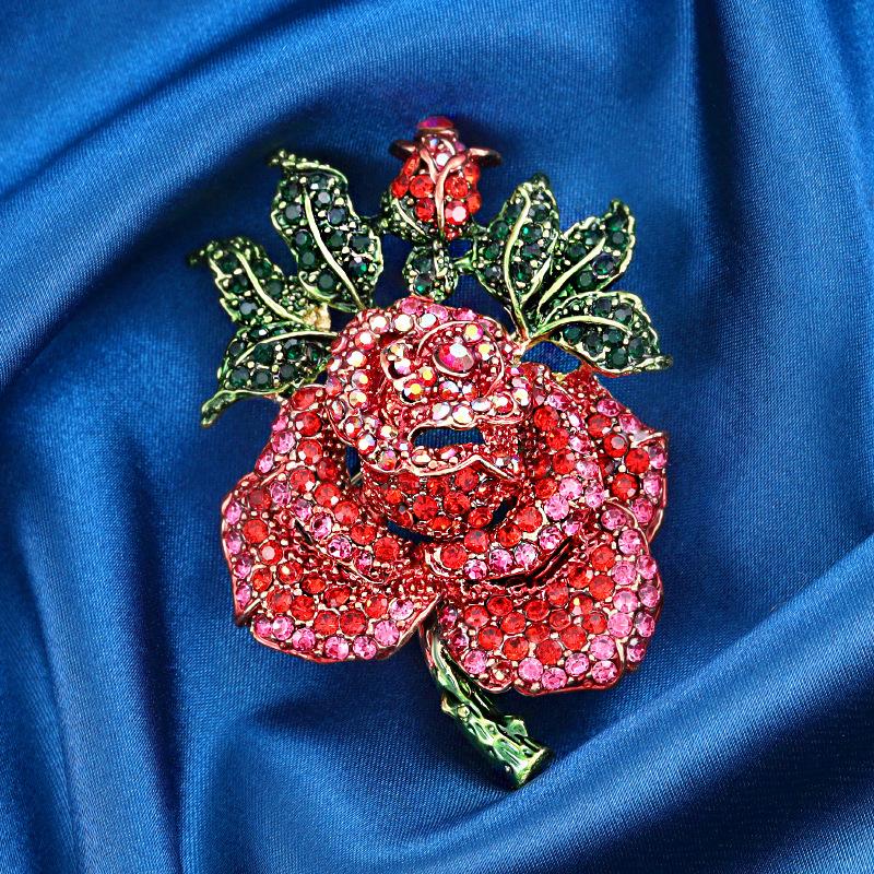 

Роскошная брошь в виде цветка пиона с полным бриллиантовым покрытием для тяжелой промышленности, женская высококлассная одежда, корсаж, аксессуары, подвеска-булавка двойного назначения, многофункциональная