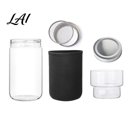 Organic Sprout Grower Sprouting Jar Kit Wide Mouth Glass with Lid Blackout