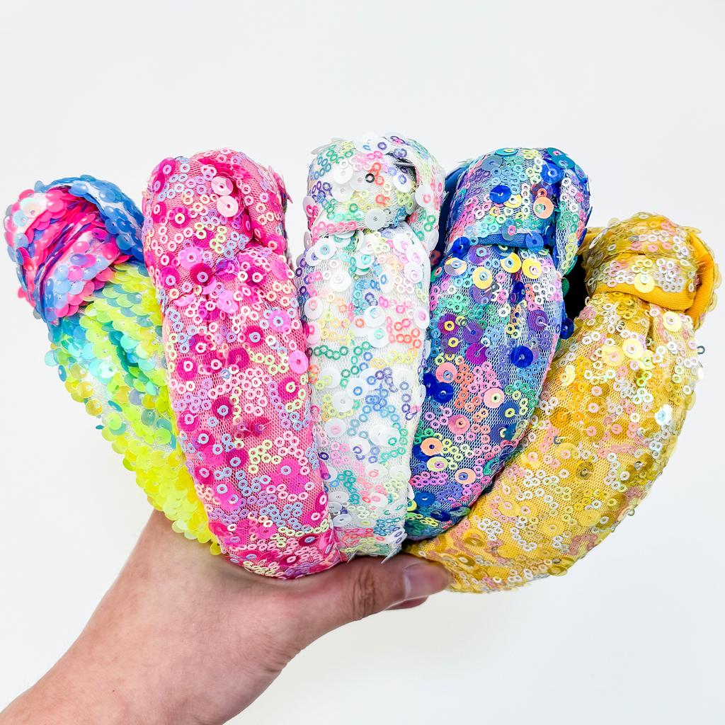 1PC Fashion Women Headbands Rainbow Large Bowknot Hairband Sequin Wide Headbands Hair Hoop Headwear Girls Hair Accessories