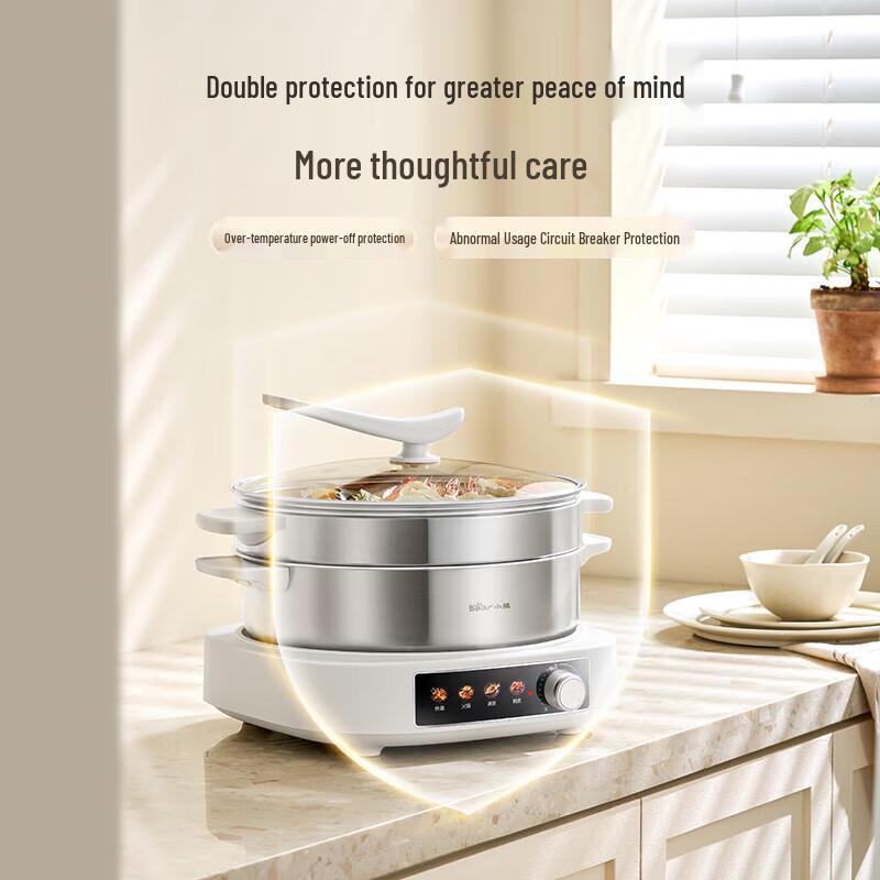 Bear 4L Multi-functional Stainless Steel Electric Pot CN plug (adapter included)