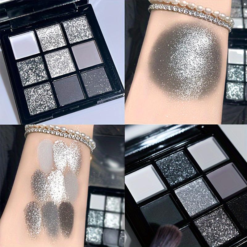 Палитра теней для век Smoky Eyeshadow Palette 9 цветов Темно-серая палитра для макияжа Smokey Makeup Matte Shimmer Glitter High Pigmented Eye Shadow для музыкального фестиваля на Хэллоуин