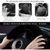 Car Fuzzy Steering Wheel Cover, 15 inch Fluffy Soft Steering Wheel Protector for Winter Warm, Anti-Slip Fuzzy Plush Vehicle Wheel Wrap Cover Interior