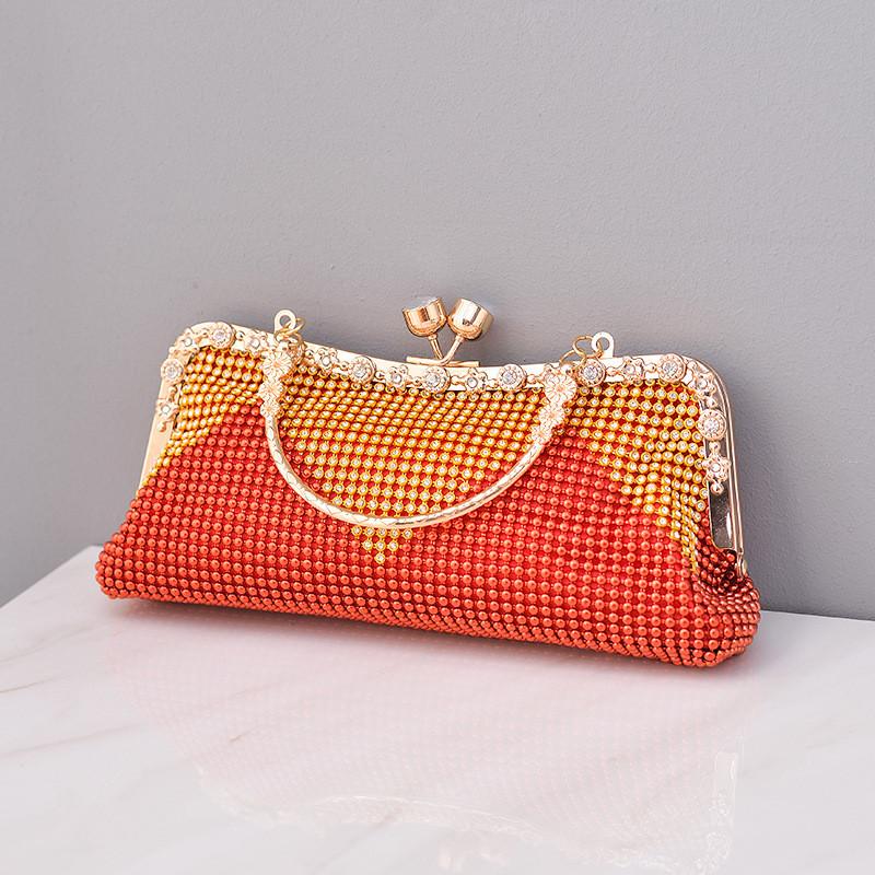 2025 Luxury Design Diamond Splicing Beads Women Evening Clutch Bag Lady High End Party Handbag Wedding Shoulder Crossbody Bag