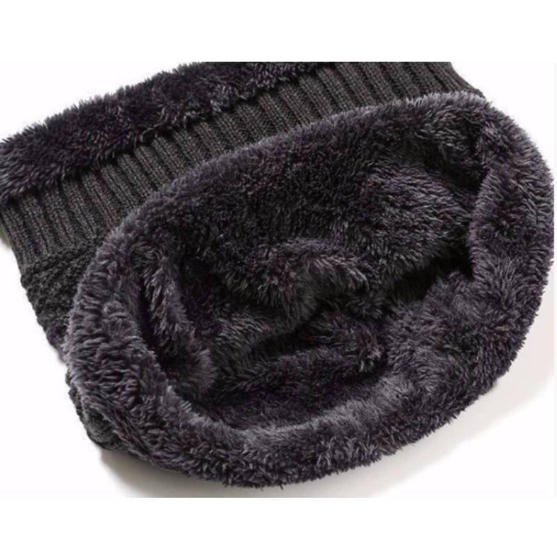 Unisex Daily Beanie Hat Plush Fur Lined Winter Hats For Men Women Keep Warm Knitted Hat Fashion Solid Ski Winter Cap