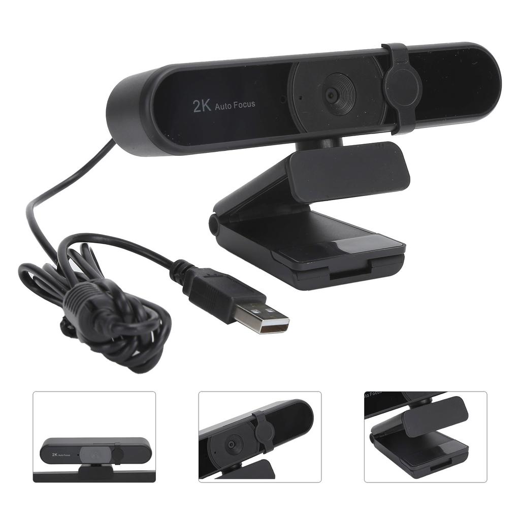 C55A 2K HD Camera with Lens Cover BuiltIn Microphone USB Computer Webcam for Video Recording