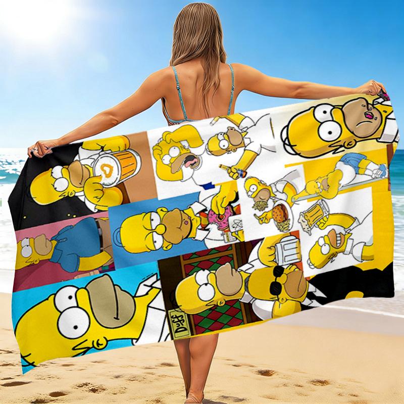 1Pc Homer Simpson Expressions Beach Towel, Quick Dry, Multi-Use for Beach Pool Gym Yoga Home Travel, Christmas, Halloween, Xmas Gift S92