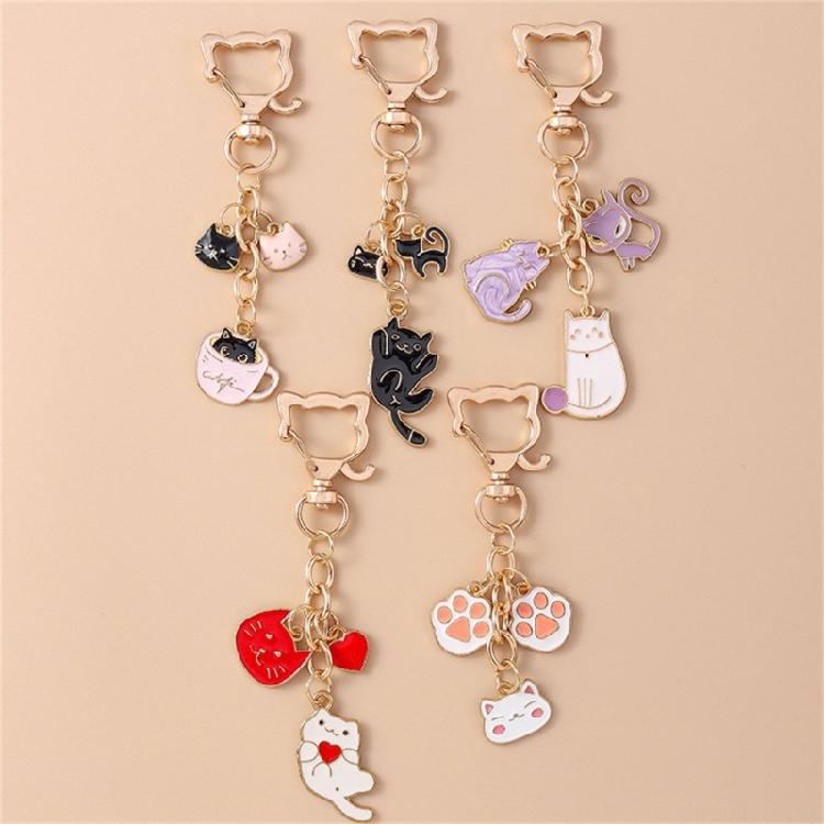 Creative Cats Bag Accessory Animal Print Keychain Metal Keychain Bags Pendant Backpack Decors For Women and Girls