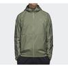 Adidas Three-Stripe Print Sports Hoodie Jacket Men Outerwear Green FM9434