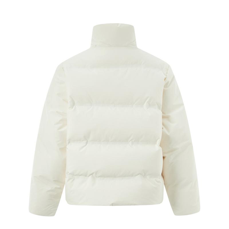 Li Ning CF Suo Red Velvet Short Down Jacket Women Jacket Off-White AYMU472-5