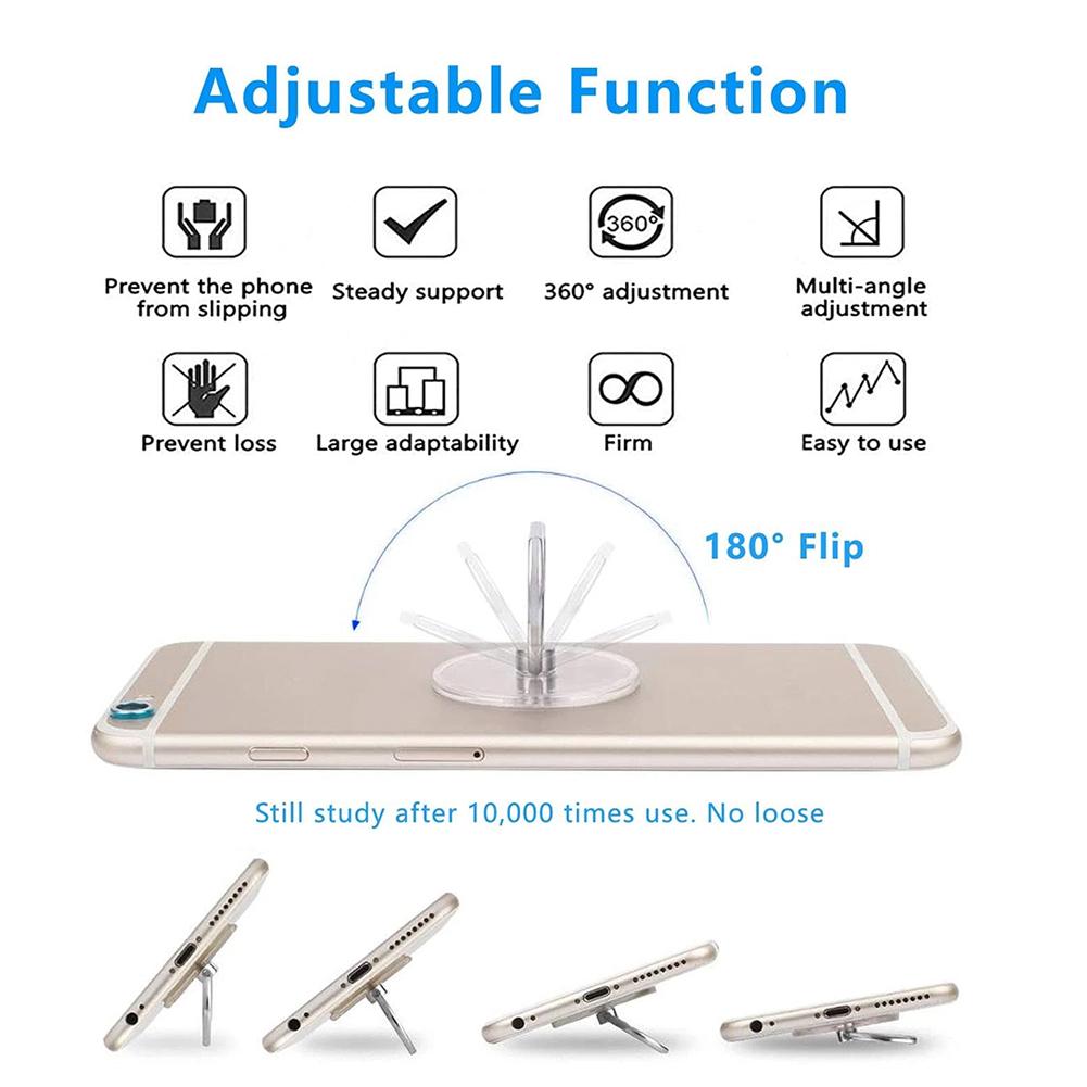 Transparent Mobile Phone Ring Holder Stand 360° Rotation Clear Finger Grip Car Phone Mount Stand Compatible Various iPhones Case