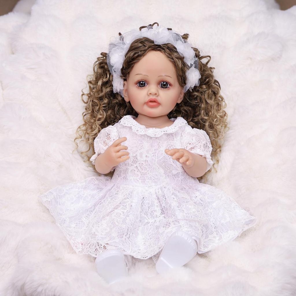 KEIUMI Boneca Reborn de 22 Polegadas Silicone Vinil Integral Pele Realista Aparência de Princesa Menina Recém-nascida Brinquedo Presente de Aniversário para Crianças