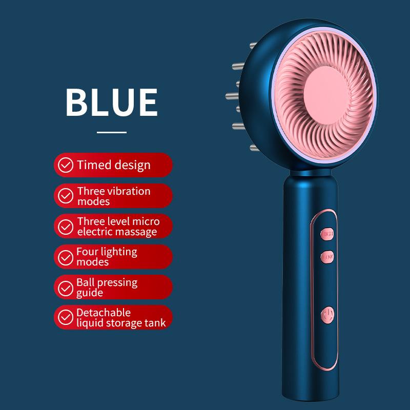 

Electric Massage Comb with Vibration Red Light Therapy Scalp Brush Hair Growth Anti-Hair Loss Liquid Oil Applicator Hair Care синий