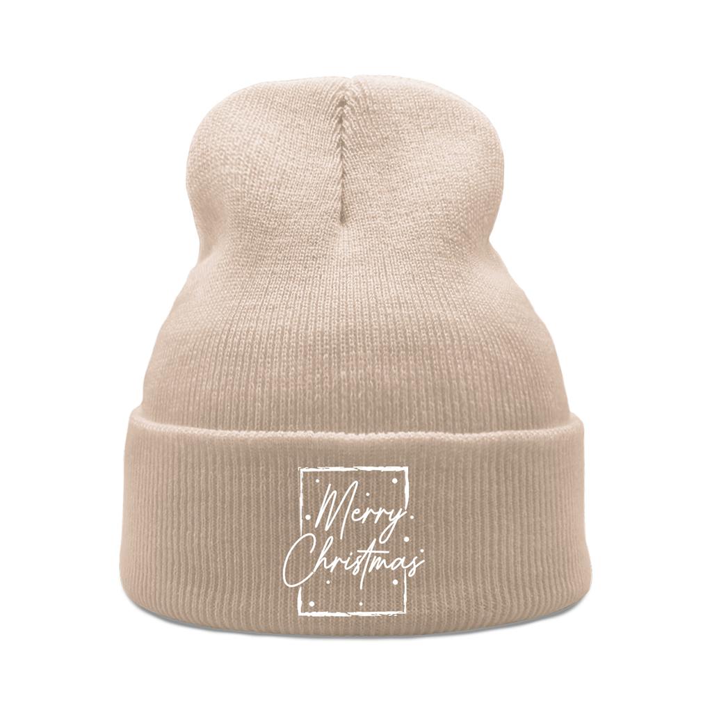 Merry Christmas Print Unisex Winter Hats Knitted Cap Beanie Caps For Man Sporting Cozy Beanie Ideal Choice For Daily Wear