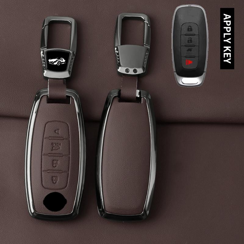 Zinklegering Auto Afstandsbediening Sleutelhoes Cover Beschermer Shell Voor Nissan X-Trail T33 Kicks Qashqai J12 Juke Teana Altima Ariya black