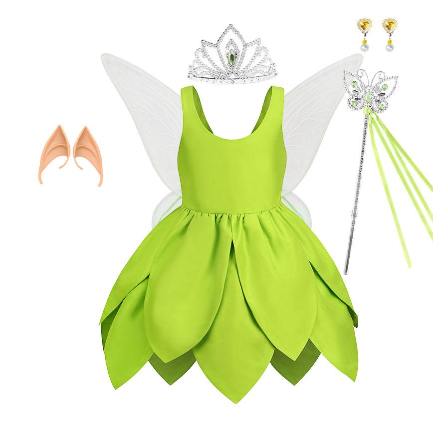Filles Bébés Fée Mademoiselle Tinker Robe Bretelles Robe Elfes Cosplay Costume d'Halloween Enfant Lutin Elfe Carnaval Vêtements Robes 3T(TAG 110)