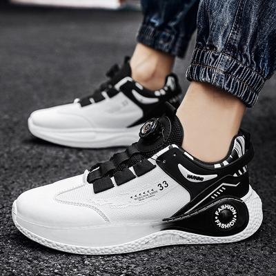 Running Shoes Men's Spring and Autumn New Platform Basketball Shoes Heightening Sports and Leisure Shoes Flying Woven Breathable Rotating Buckle M