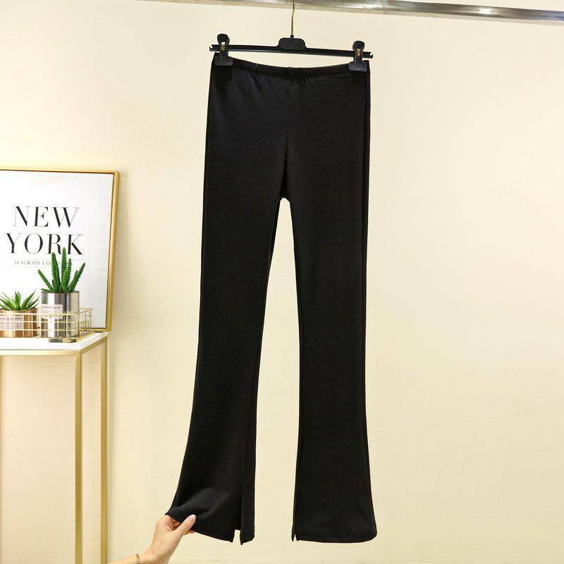 

Plus Size Dralon Bootcut Trousers Women s Fall and Winter High Waist All-Match Skinny Pants plus Size Outer Wear Fleece-lined Thickened Casual Pants Black L (Recommendation 50.00 kg-60.00 kg