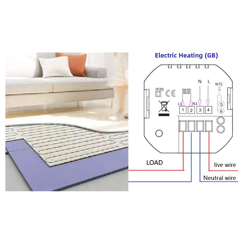 Smart WiFi Thermostat for Electric Floor Heating Systems with Touch Panel 5+2 Programmable Cycles and Dual Sensor Monitoring