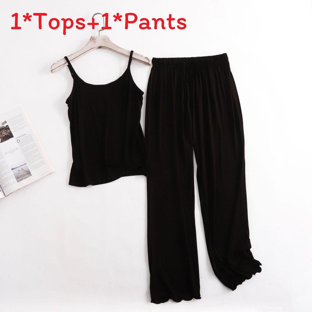 Modal Sleepwear Set For Women With Loose Fit Ruffle Pants Breathable Loungewear For Home Use