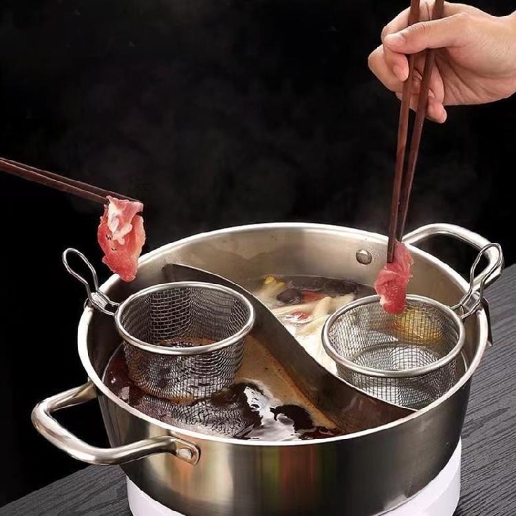 Zestaw 2 sit do żywności z uchwytem Koszyk do smażenia Stal nierdzewna 304 Tekstura Idealny do odcedzania makaronu i warzyw