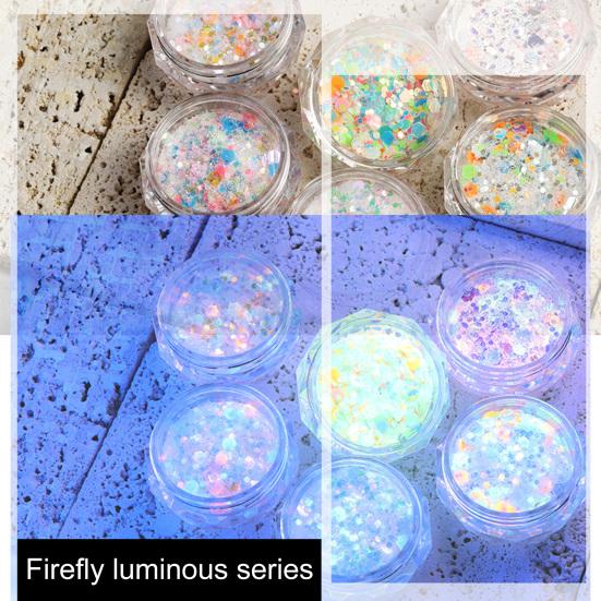 1 Box Gloss Art Effect Sequin Shiny Nail Luminous High Non-drop DIY Iridescent Firefly Style
