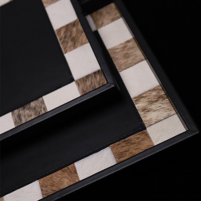 Horsehair Square Trays Living Room Desktop Decoration Tray Entrance Hall Storage Plates Modern Simple Home Decoration Ornaments