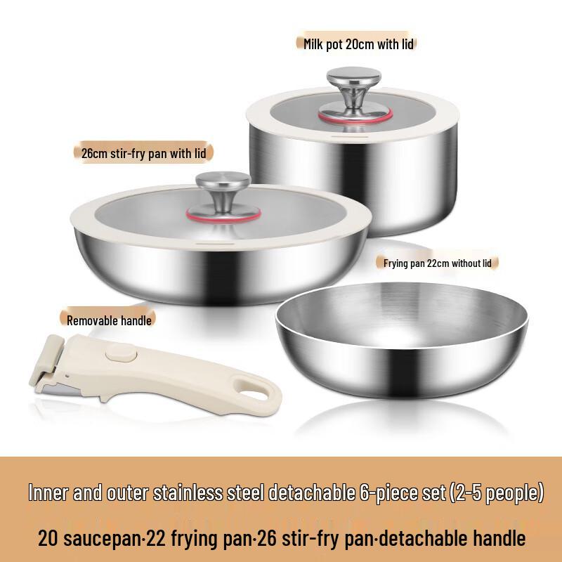 

ZISIZ Detachable 6-Piece Cookware Set