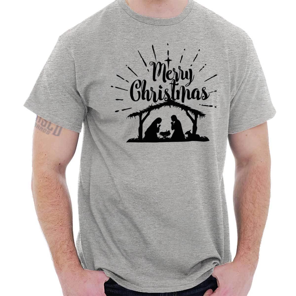 Merry Christmas Christian Nativity Jesus God Womens Short Sleeve Crew T Shirt XXXXL