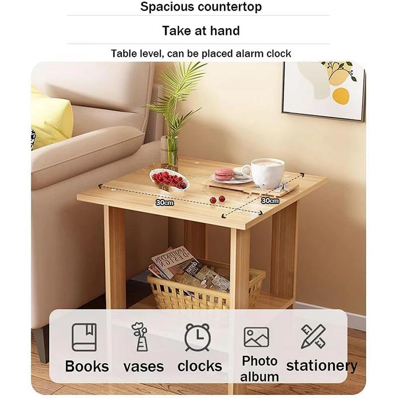 Simple Bedside Table Solid Wood Nightstands Double-Layer Night Table Living Room Sofa Side Table Modern Home Bedroom Furniture
