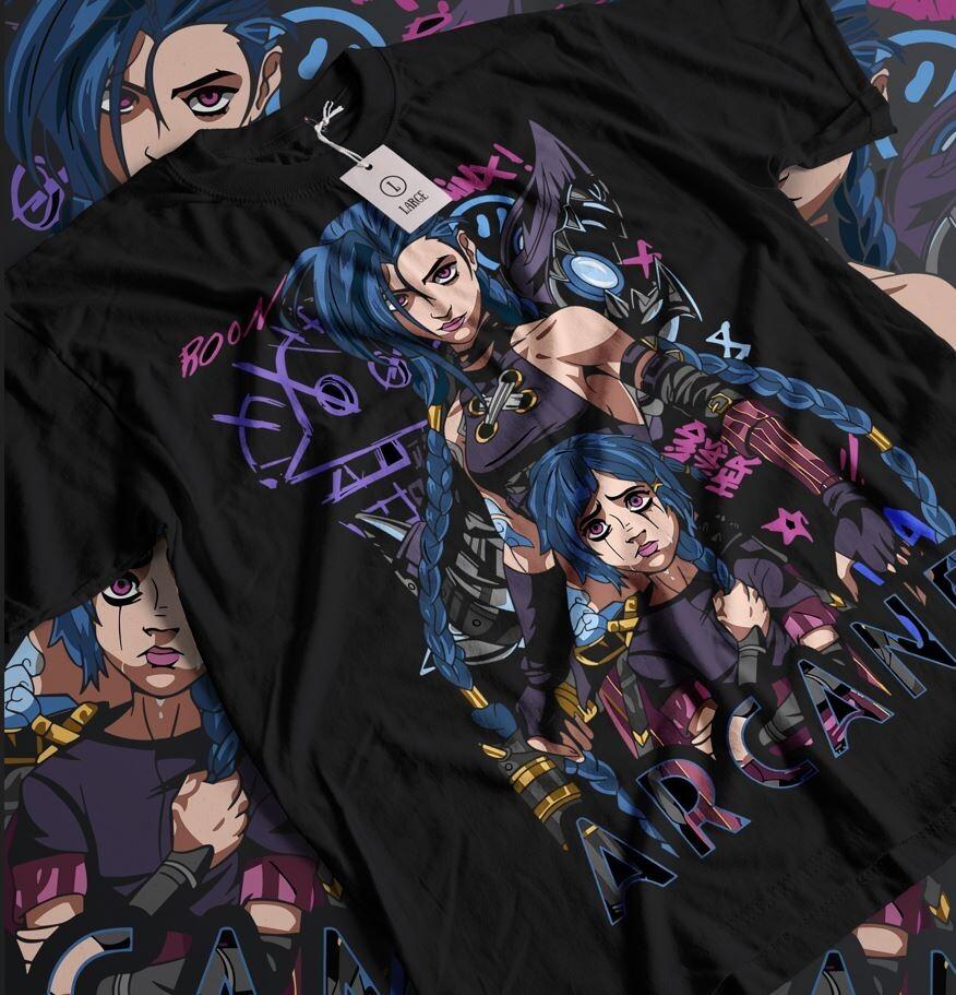 Jinx Arcane T-Shirt Japanese Anime Cartoon Jinx Arcane Graphic T-Shirt All Size