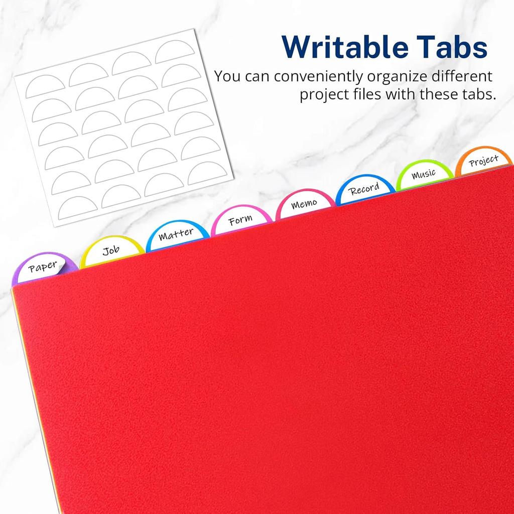 Dividers for 3 Ring Binder, 8 Tab Vibrant Colors 3 Sets 24 Pcs Plastic Binder Dividers with Tabs, 3 Hole Punched Tab Dividers Letter Size for School