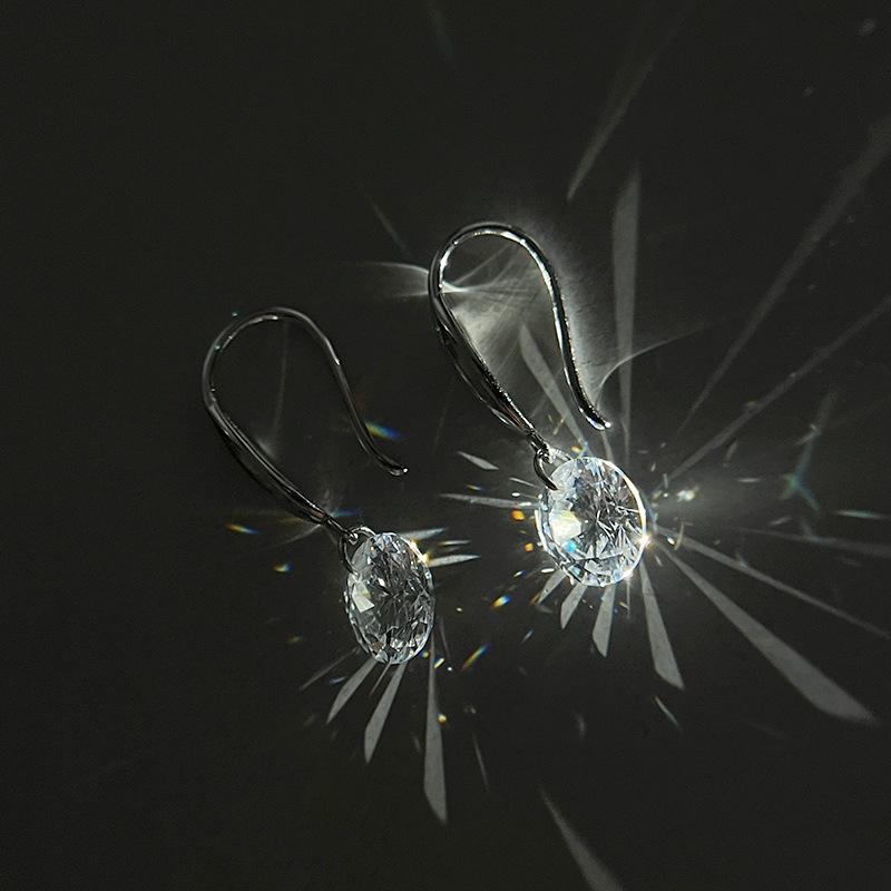 Minimalist Designer Women's 925 Sterling Silver Zircon Ear Hook Earrings (E8727)