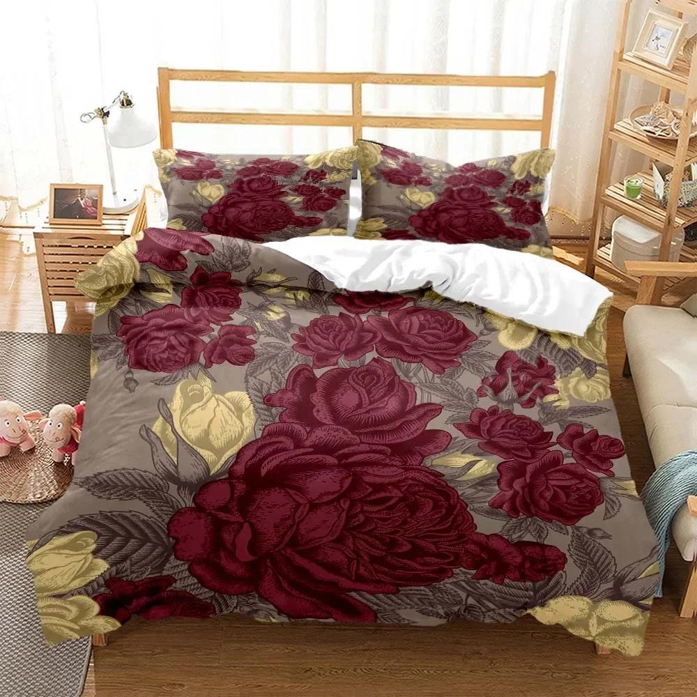 Plant Flowers Digital Comfortable Duvet Quilt Cover Pillowcase Bedding Set Children Bedroom Decoration Home Textile