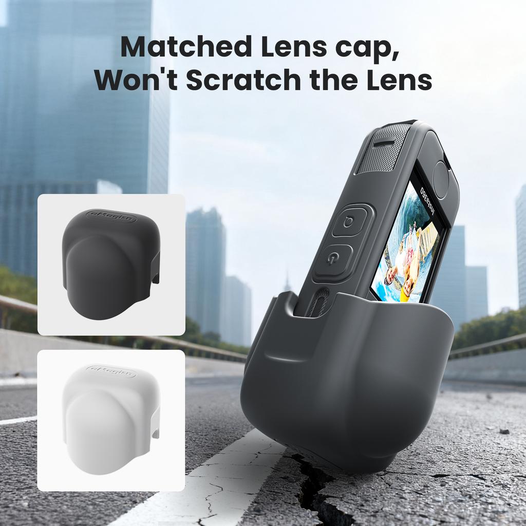 AMAGISN For Insta360 X4 Air Silicone Protective Case Shockproof Camera Body Cover with Lens Cap