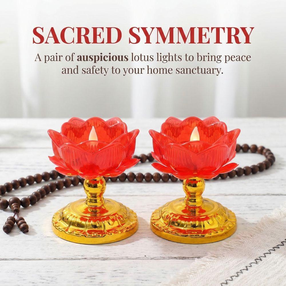 2Pcs Creative Electronic Lotus Lamp Ornament Lotus Shaped Swing Flameless Candles  Home Decor