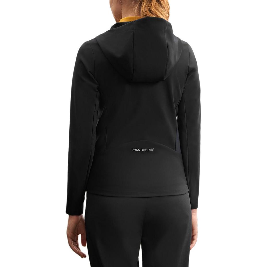 Fila Casual Versatile Knitted Hooded Jacket Women Jackets Deep-Black A11W517501FBK