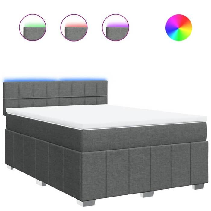 VidaXL Sommier à lattes de lit avec matelas Gris foncé 160x200cm Tissu 3289420