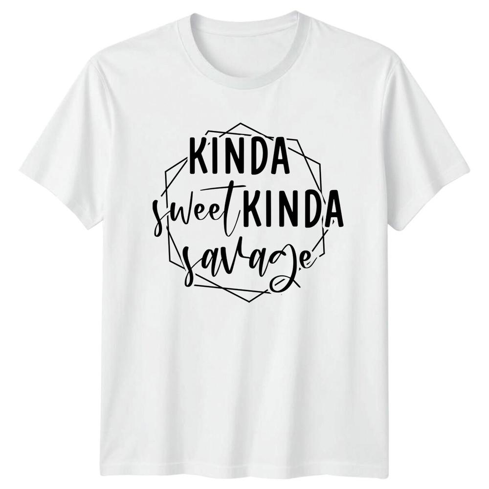Kinda Sweet Kinda Savage Sarcastic Graphic Funny Adult TShirt S