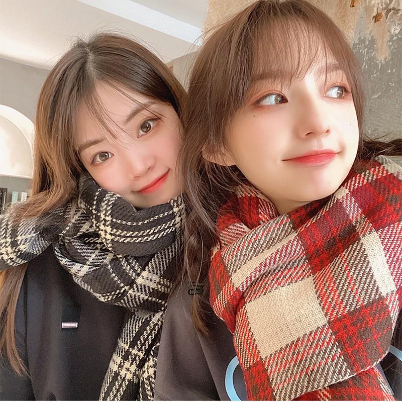 Korean Retro Double-Sided Plaid Scarf - Women's Classic Autumn/Winter Warm Accessory