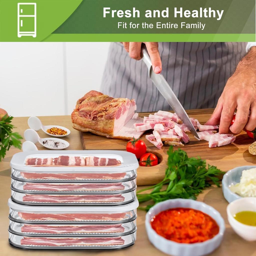 Deli Meat Container for Fridge, Stackable Food Storage Boxes with Lid for Cold Cuts, Salami, Deli, Lunch Meat, BPA Free, 18.6oz