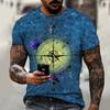 New Fashion World Map Printed Men's T-shirt Street Fashion Harajuku Round Neck Short Sleeve Comfortable Large Top